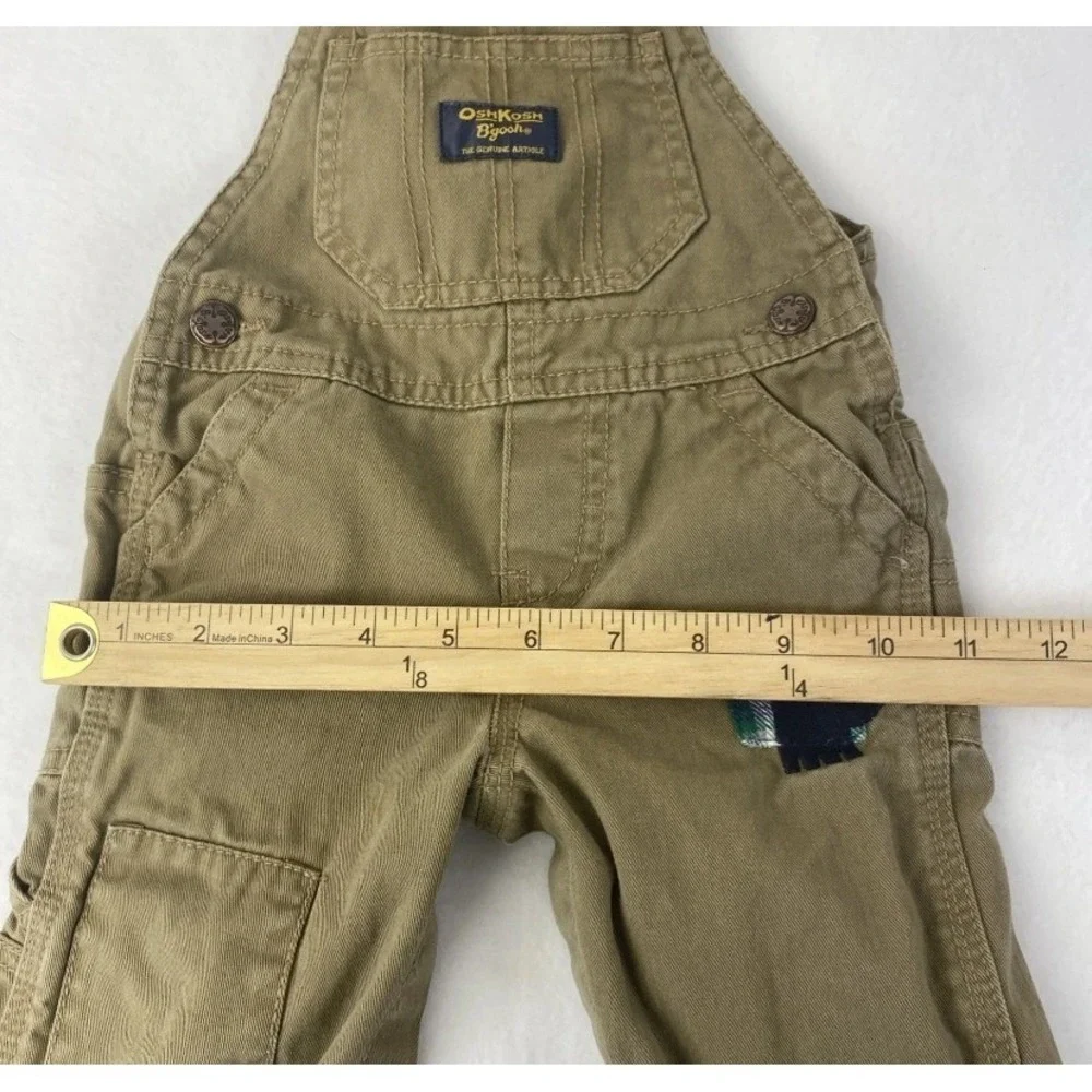 OshKosh B'gosh Overalls 9 Months Baby Boys Olive Green Elephant‎ Patch Baby